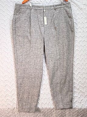 Max Studio London Pleated Trousers 1X Gray tweed High Rise Cuffed Ankle Pants